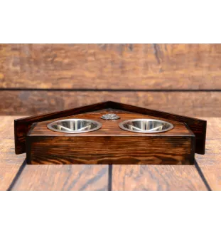 Schnauzer I - wooden stand with bowls for a dog, decorative dog bowls, a gift for adopting a dog from the Art-Dog brand