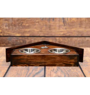 Schnauzer III - Holzständer mit Schalen für Hunde, dekorative Hundeschalen, Geschenk zur Adoption eines Hundes von der Marke Art-Dog