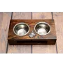 Schnauzer - wooden stand with bowls for a dog, steel dog bowls, a gift for adopting a dog from the Art-Dog brand