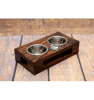 Schnauzer - Holzständer mit Näpfen für Hunde, Edelstahlnäpfe, Geschenk zur Adoption eines Hundes von der Marke Art-Dog