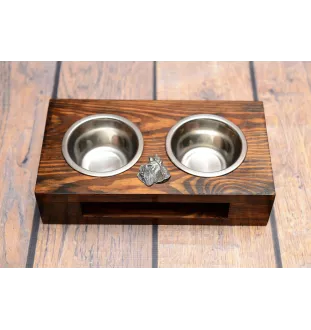 Schnauzer I - Holzständer mit Näpfen für Hunde, Edelstahlnäpfe, Geschenk zur Adoption eines Hundes von der Marke Art-Dog