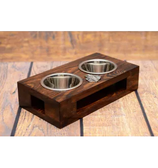 Schnauzer I - support en bois avec des bols pour chien, bols pour chien en acier, cadeau pour l'adoption d'un chien de la marque Art-Dog
