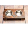Schnauzer IV - wooden stand with bowls for a dog, steel dog bowls, a gift for adopting a dog from the Art-Dog brand
