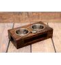 Schnauzer IV - wooden stand with bowls for a dog, steel dog bowls, a gift for adopting a dog from the Art-Dog brand