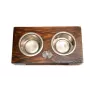 Schnauzer III - wooden stand with bowls for a dog, steel dog bowls, a gift for adopting a dog from the Art-Dog brand
