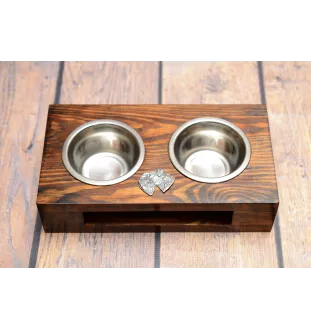 Schnauzer III - Holzständer mit Näpfen für Hunde, Edelstahlnäpfe, Geschenk zur Adoption eines Hundes von der Marke Art-Dog