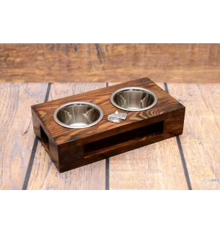 Schnauzer III - Holzständer mit Näpfen für Hunde, Edelstahlnäpfe, Geschenk zur Adoption eines Hundes von der Marke Art-Dog