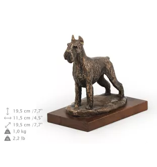 Schnauzer - statuette de chien, figurine sur un socle blanc, trophée pour exposition de chiens de la marque Art-Dog