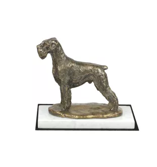 Schnauzer I - dog figurine, statue on white marble, trophy for Art-Dog dog show exhibition