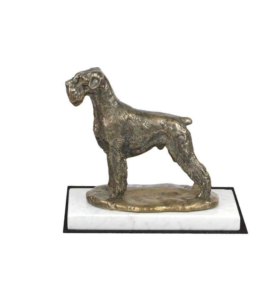 Schnauzer I - dog figurine, statue on white marble, trophy for Art-Dog dog show exhibition