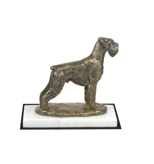 Schnauzer I - dog figurine, statue on white marble, trophy for Art-Dog dog show exhibition