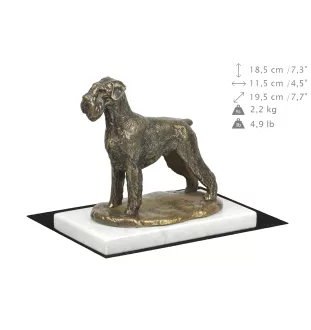Schnauzer I - dog figurine, statue on white marble, trophy for Art-Dog dog show exhibition