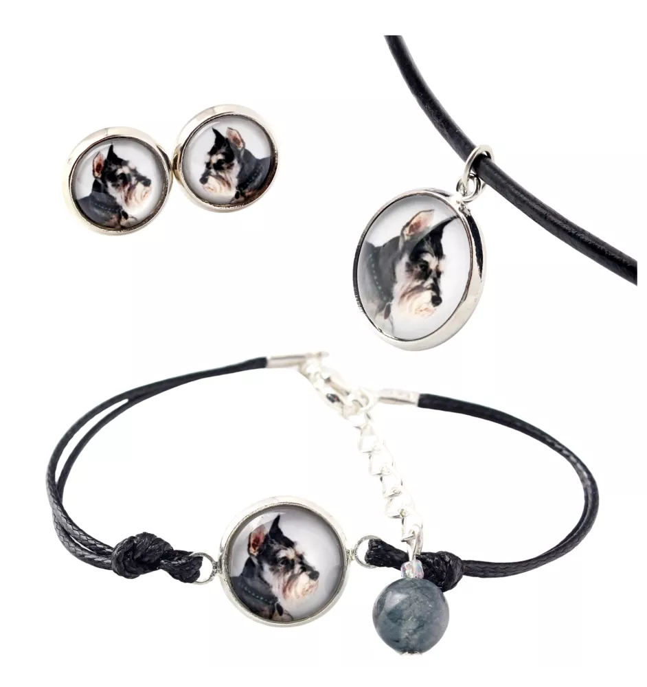 Schnauzer I - Schmuckset in einer Schachtel, Halskette, Ohrringe, Armband, Produkte der Marke Art-Dog