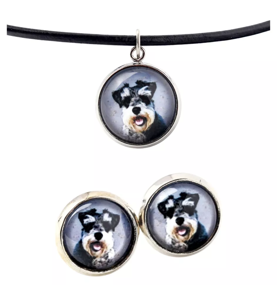 Schnauzer - boîte à bijoux avec votre photo, ensemble collier et boucles d'oreilles, produits personnalisés de la marque Art-Dog