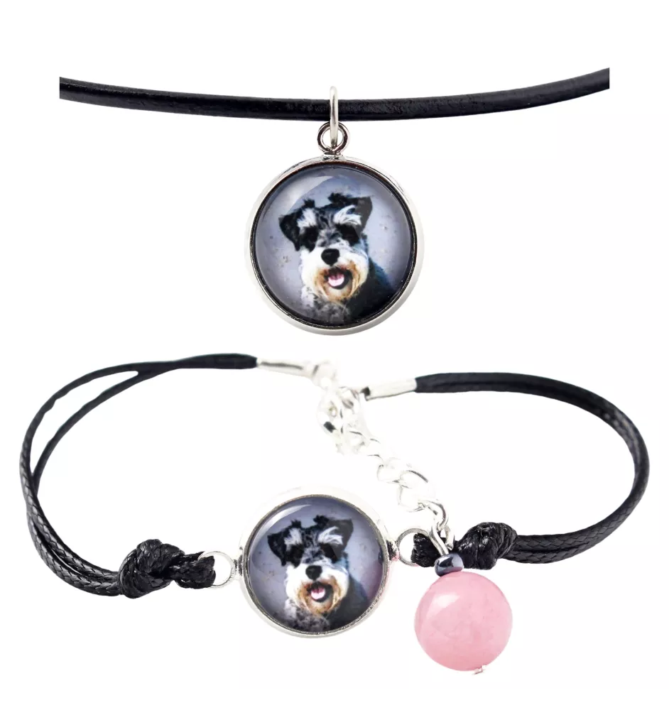 Schnauzer - a set of jewelry with your photo, handmade set, bracelet and necklace by Art.-Dog brand