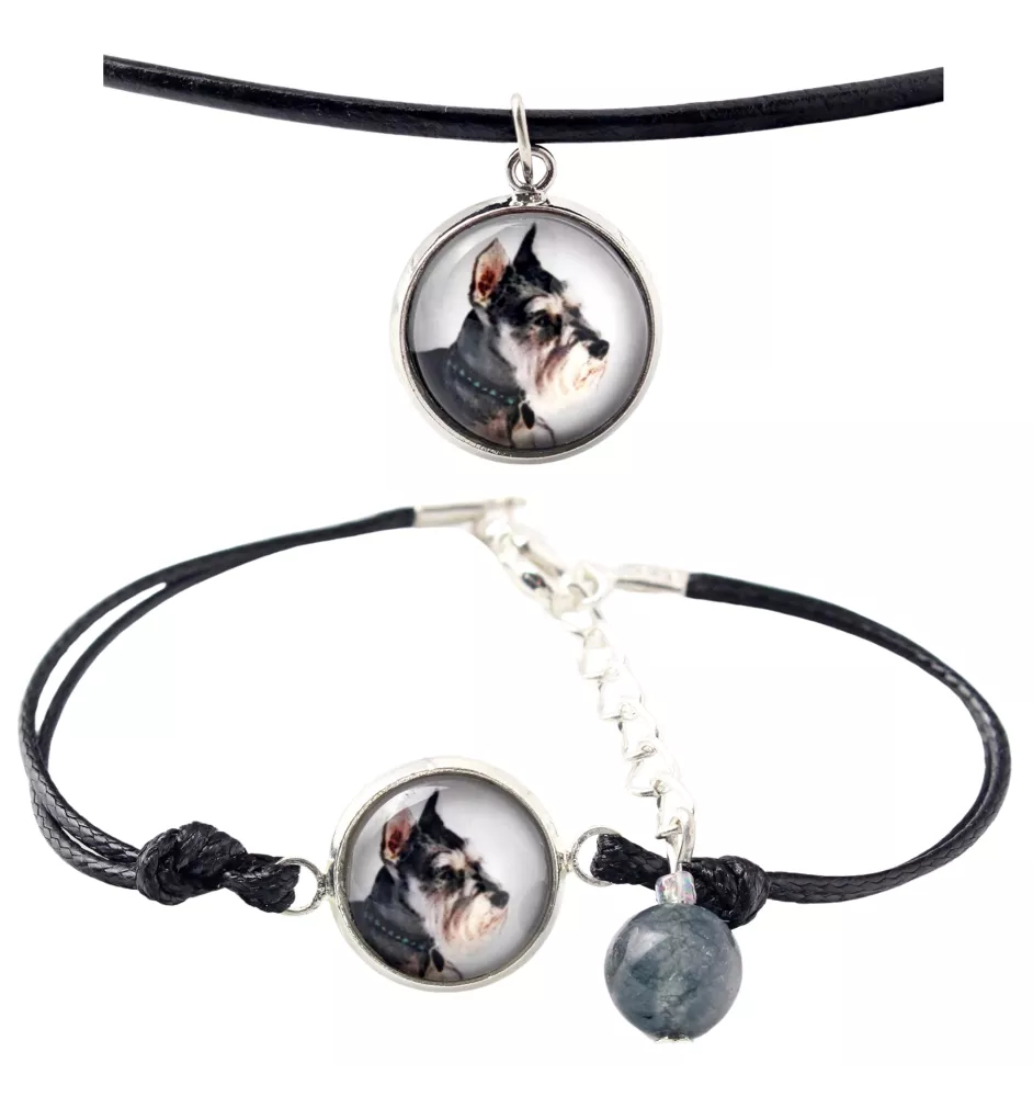 Schnauzer I - a set of jewelry with your photo, handmade set, bracelet and necklace by Art.-Dog brand