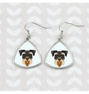 Schnauzer - earrings with a picture and the inscription geometric dog Art-Dog
