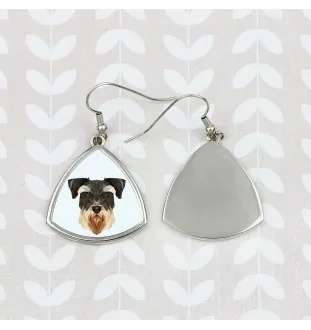 Schnauzer - earrings with a picture and the inscription geometric dog Art-Dog