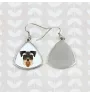 Schnauzer - boucles d'oreilles avec une photo et un motif de chien géométrique Art-Dog