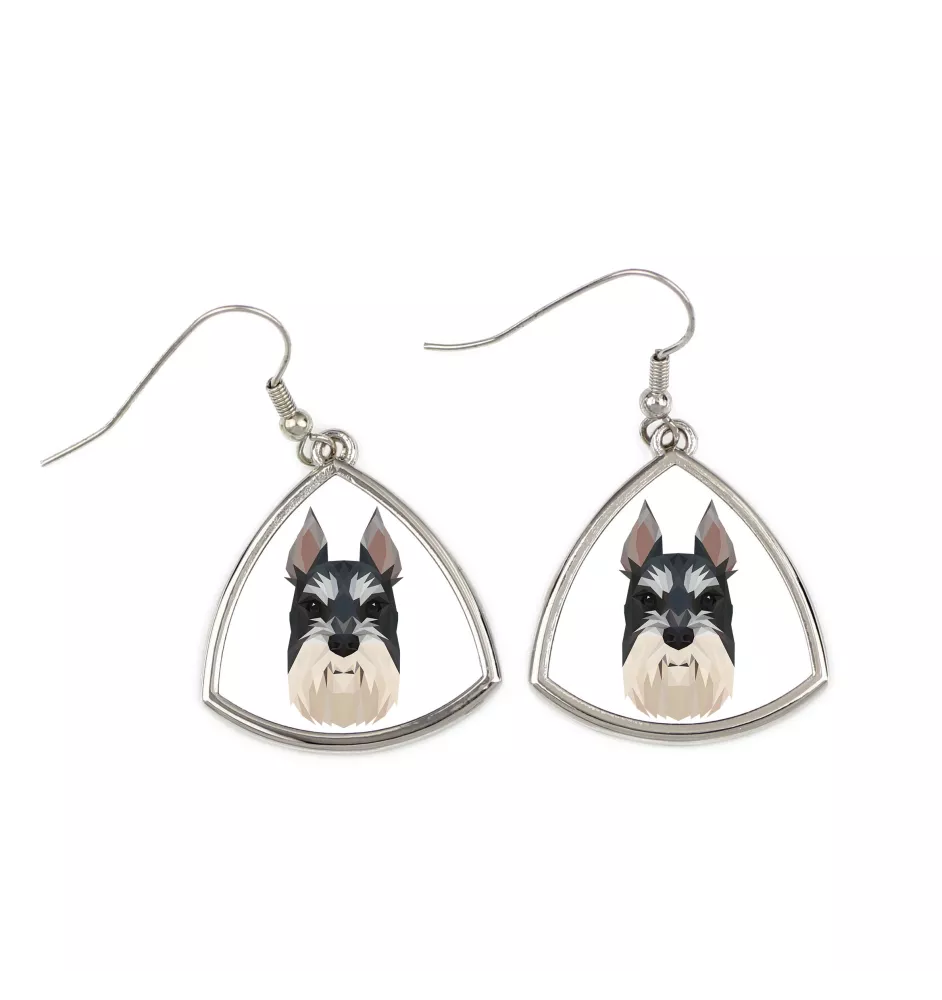 Schnauzer I - earrings with a picture and the inscription geometric dog Art-Dog