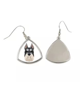 Schnauzer I - earrings with a picture and the inscription geometric dog Art-Dog