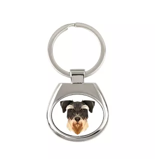 Schnauzer - porte-clés géométrique avec photo et inscription Art-Dog