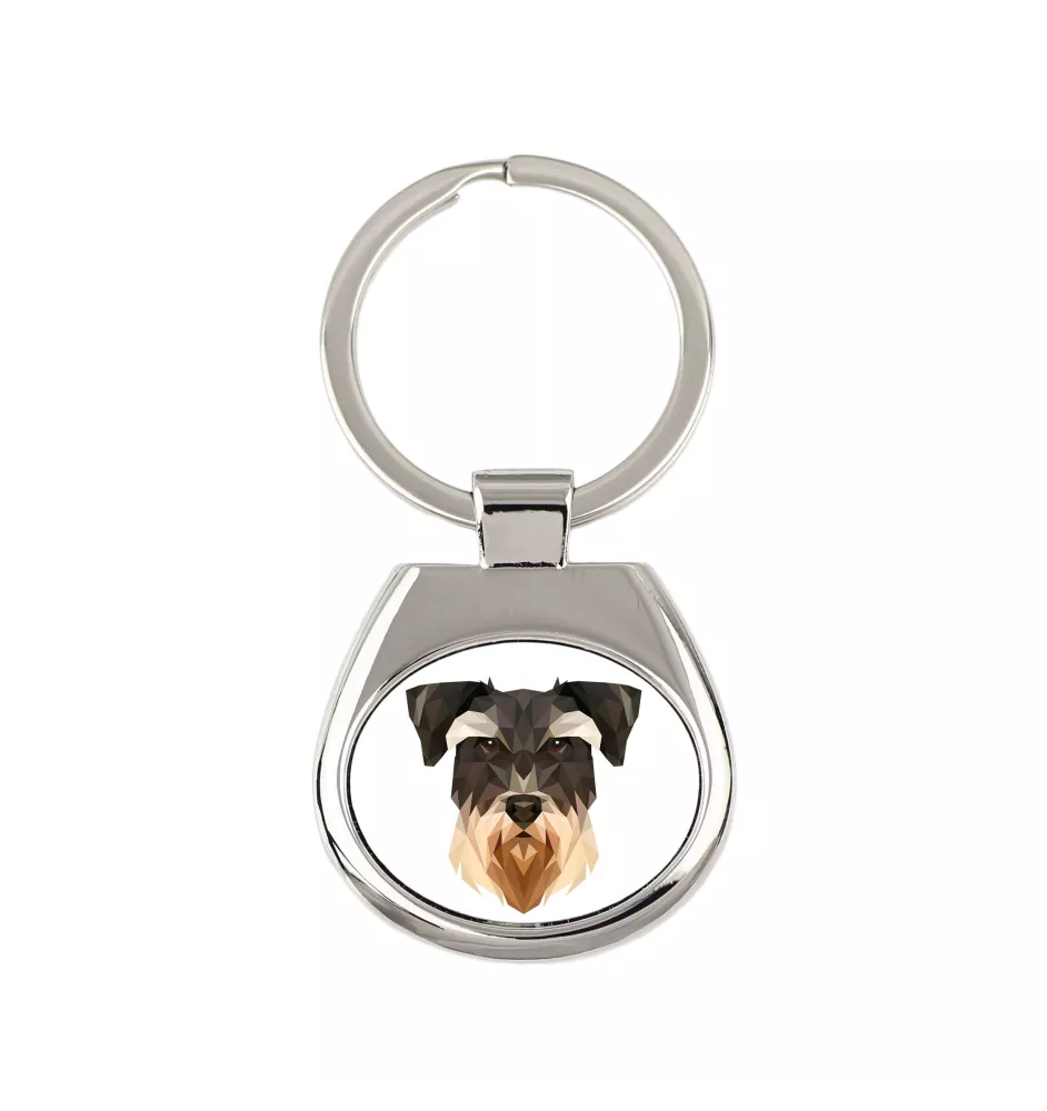 Schnauzer - geometric keychain with a photo and the inscription Art-Dog