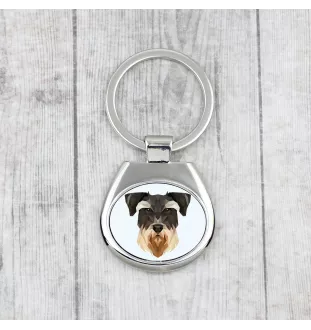 Schnauzer - porte-clés géométrique avec photo et inscription Art-Dog