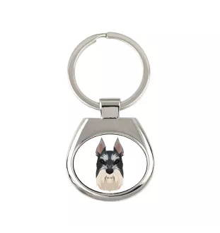 Schnauzer I - geometrischer Schlüsselanhänger mit Foto und Aufschrift Art-Dog