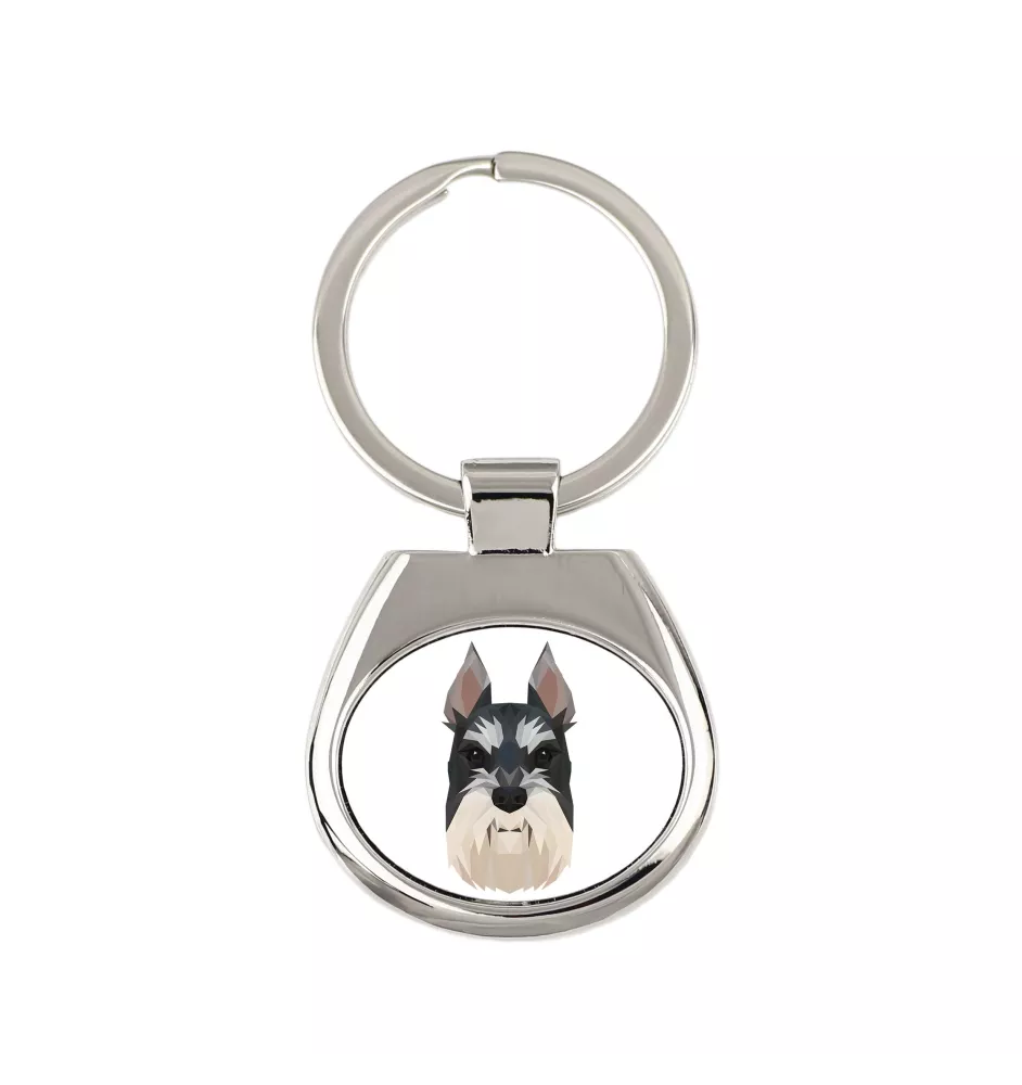 Schnauzer I - geometrischer Schlüsselanhänger mit Foto und Aufschrift Art-Dog
