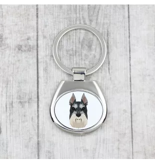 Schnauzer I - geometric keychain with a photo and the inscription Art-Dog