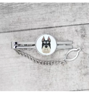 Schnauzer I - geometrische Krawattennadel mit Bild und Schriftzug von Art-Dog