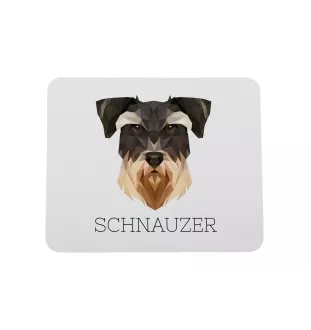 Schnauzer - tapis de souris géométrique avec photo et inscription Art-Dog