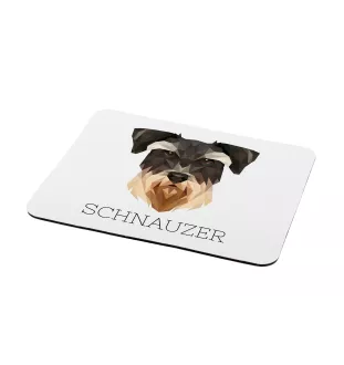 Schnauzer - geometrisches Mauspad mit Bild und Aufschrift von Art-Dog