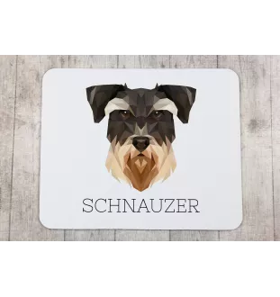 Schnauzer - tapis de souris géométrique avec photo et inscription Art-Dog