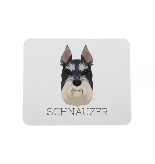 Schnauzer I - geometrisches Mauspad mit Bild und Aufschrift von Art-Dog