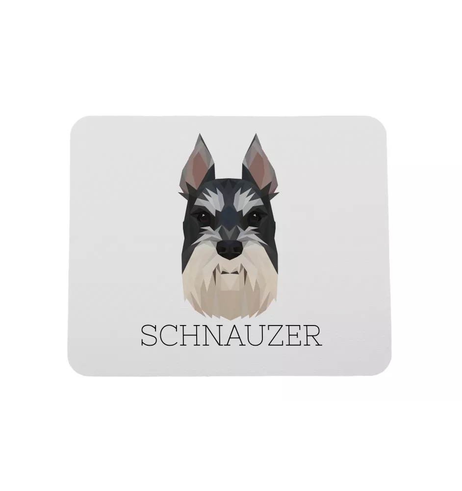 Schnauzer I - geometrisches Mauspad mit Bild und Aufschrift von Art-Dog