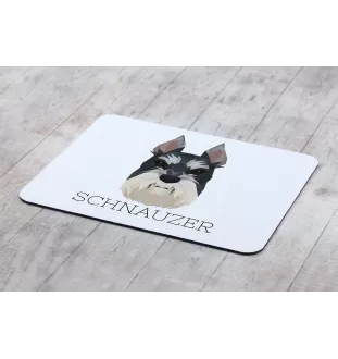 Schnauzer I - tapis de souris géométrique avec photo et inscription Art-Dog