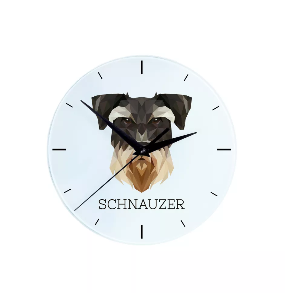 Schnauzer - horloge murale géométrique avec photo et logo de la marque Art-Dog