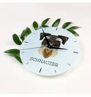Schnauzer - geometric wall clock with a picture and the brand name Art-Dog