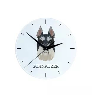 Schnauzer I - geometric wall clock with a picture and the brand name Art-Dog