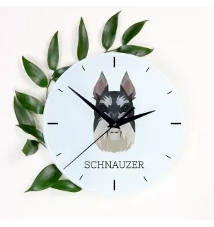 Schnauzer I - horloge murale géométrique avec photo et logo de la marque Art-Dog