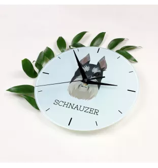 Schnauzer I - horloge murale géométrique avec photo et logo de la marque Art-Dog
