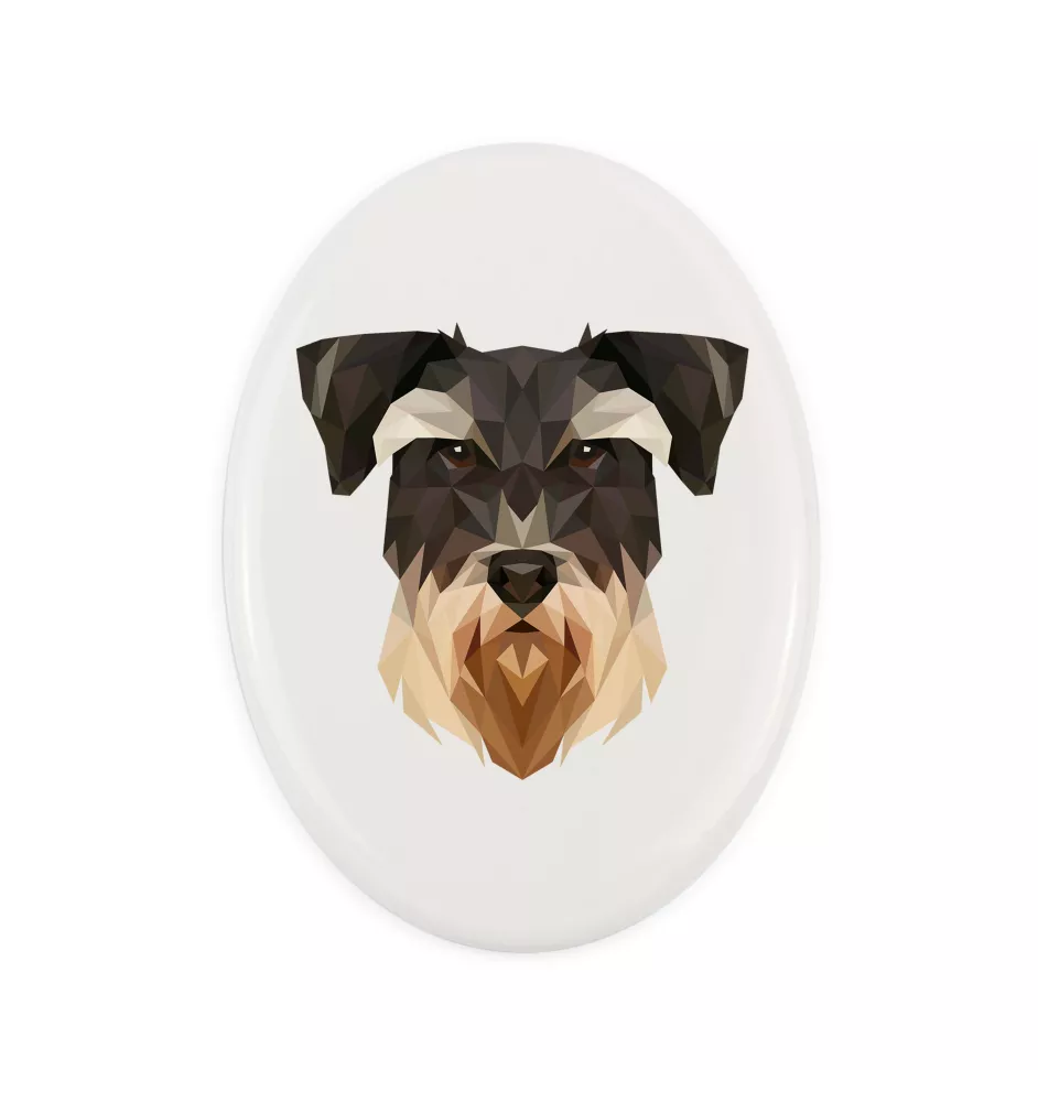 Schnauzer - une plaque avec une photo et un motif géométrique de la marque Art-Dog