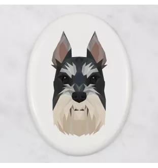 Schnauzer I - une plaque avec une photo et un motif géométrique de la marque Art-Dog