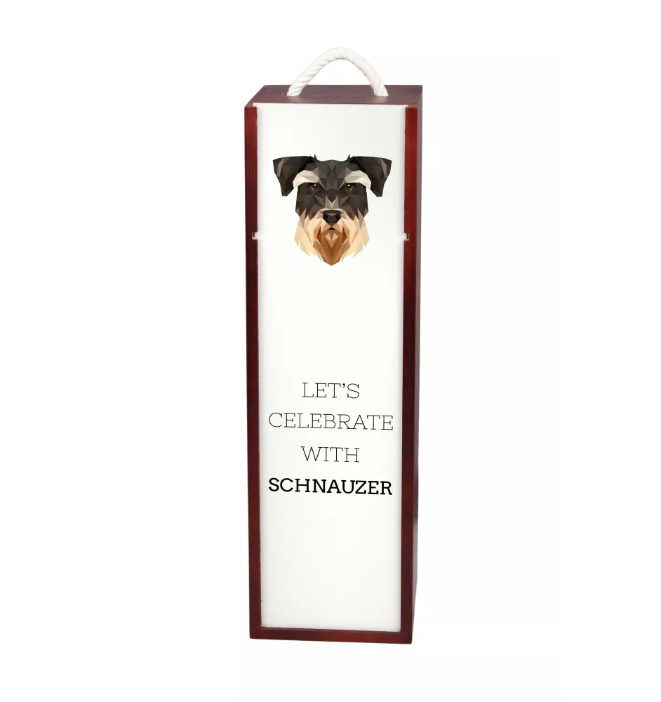 Schnauzer - une boîte géométrique avec une photo et un texte pour le vin de la marque Art-Dog