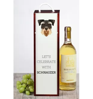 Schnauzer - geometrische Box mit einem Bild und Schriftzug für Wein der Marke Art-Dog
