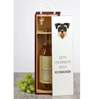 Schnauzer - geometrische Box mit einem Bild und Schriftzug für Wein der Marke Art-Dog