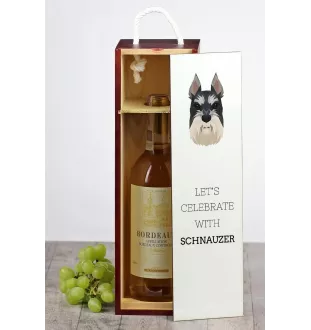 Schnauzer I - une boîte géométrique avec une photo et un texte pour le vin de la marque Art-Dog