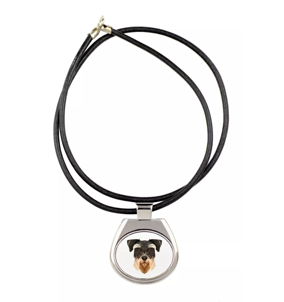 Schnauzer - necklace with a geometric design and the inscription "Art-Dog"